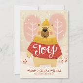 喜び。キュートな冬のクリスマスウッドランドのクマ動物 シーズンカード (正面)