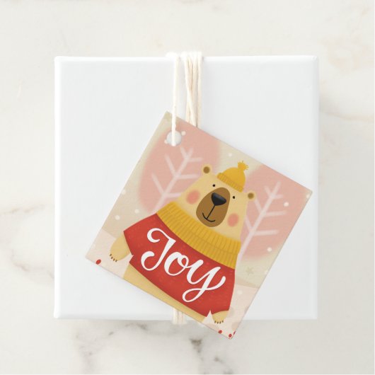 喜び。キュートな冬のクリスマスウッドランドのクマ動物 フェイバータグ (インサイチュ)