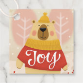 喜び。キュートな冬のクリスマスウッドランドのクマ動物 フェイバータグ (正面)
