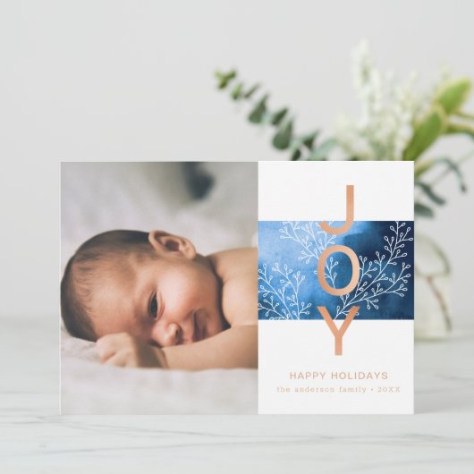 喜び|クリエレガントスマスフモダンォトホリデーカード シーズンカード (スタンド正面)