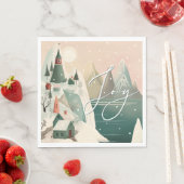喜び。クリスマス冬の山村の風景 スタンダードランチョンナプキン (インサイチュ)