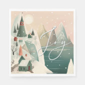 喜び。クリスマス冬の山村の風景 スタンダードランチョンナプキン (正面)