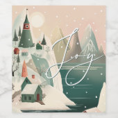 喜び。クリスマス冬の山村の風景 ワインラベル (シングルラベル)