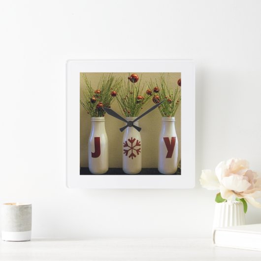 「喜び」クリスマス時計 スクエア壁時計 (ホーム)