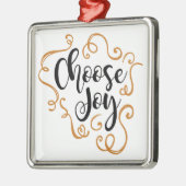 喜び、クリスマス装飾、正方形を選択 メタルオーナメント (左)