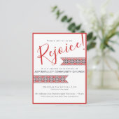 喜び | スラブ様式の民俗アート ポインセチア ポストカード (スタンド正面)