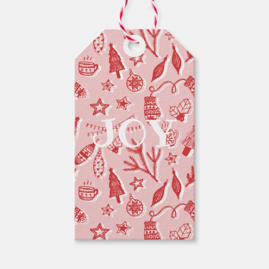 喜び・ハンドドロードクリスマスデコレーションホリデーセット ギフトタグ (正面)