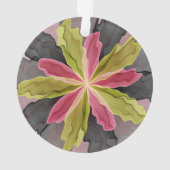 喜び、ピンクの緑の無煙炭ファンタジーフラワーフラクタル オーナメント (裏面)