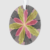喜び、ピンクの緑の無煙炭ファンタジーフラワーフラクタル オーナメント (正面)