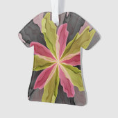 喜び、ピンクの緑の無煙炭ファンタジーフラワーフラクタル オーナメント (正面)