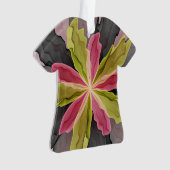 喜び、ピンクの緑の無煙炭ファンタジーフラワーフラクタル オーナメント (正面)