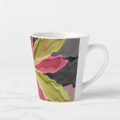 喜び、ピンクの緑の無煙炭ファンタジーフラワーフラクタル カフェラテマグ (右)