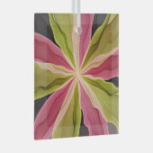 喜び、ピンクの緑の無煙炭ファンタジーフラワーフラクタル ガラスオーナメント (正面右)