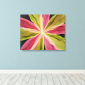 喜び、ピンクの緑の無煙炭ファンタジーフラワーフラクタル キャンバスプリント (インサイチュ (ウッドフロア))