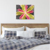 喜び、ピンクの緑の無煙炭ファンタジーフラワーフラクタル キャンバスプリント (インサイチュ (寝室))