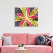 喜び、ピンクの緑の無煙炭ファンタジーフラワーフラクタル キャンバスプリント (インサイチュ (リビング))