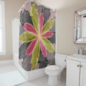 喜び、ピンクの緑の無煙炭ファンタジーフラワーフラクタル シャワーカーテン (インサイチュ)