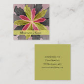 喜び、ピンクの緑の無煙炭ファンタジーフラワーフラクタル スクエア名刺 (正面/裏面)