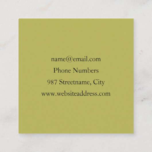 喜び、ピンクの緑の無煙炭ファンタジーフラワーフラクタル スクエア名刺 (裏面)