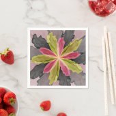 喜び、ピンクの緑の無煙炭ファンタジーフラワーフラクタル スタンダードカクテルナプキン (インサイチュ)