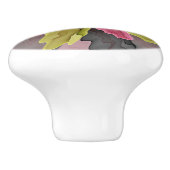 喜び、ピンクの緑の無煙炭ファンタジーフラワーフラクタル セラミックノブ (側面)