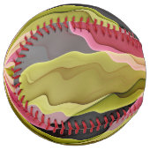 喜び、ピンクの緑の無煙炭ファンタジーフラワーフラクタル ソフトボール (正面左)