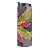 喜び、ピンクの緑の無煙炭ファンタジーフラワーフラクタル タンブラー (回転右)