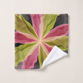 喜び、ピンクの緑の無煙炭ファンタジーフラワーフラクタル バスタオルセット (ウォッシュタオル)