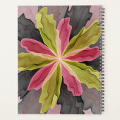 喜び、ピンクの緑の無煙炭ファンタジーフラワーフラクタル プランナー手帳 (裏面)