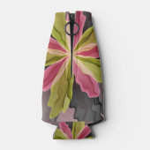 喜び、ピンクの緑の無煙炭ファンタジーフラワーフラクタル ボトルクーラー (裏面)