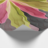 喜び、ピンクの緑の無煙炭ファンタジーフラワーフラクタル ラッピングペーパー (角)