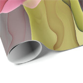 喜び、ピンクの緑の無煙炭ファンタジーフラワーフラクタル ラッピングペーパー (ロールコーナー)