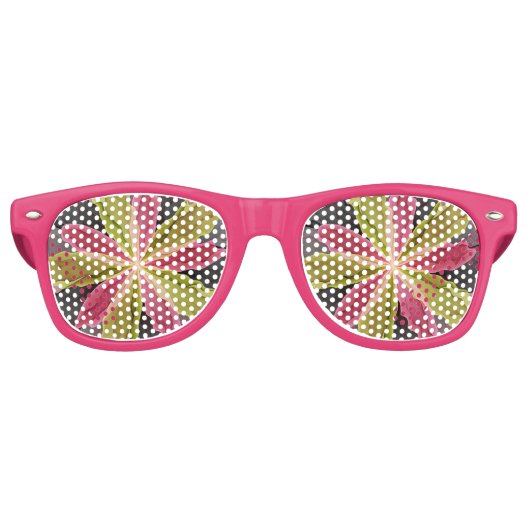 喜び、ピンクの緑の無煙炭ファンタジーフラワーフラクタル レトロサングラス (正面)