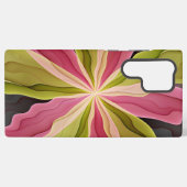 喜び、ピンクの緑の無煙炭ファンタジーフラワーフラクタル SAMSUNG GALAXYケース (裏面横)