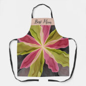 喜び、ピンクの緑の無煙草花フラクタルマ最高のマー エプロン (正面)