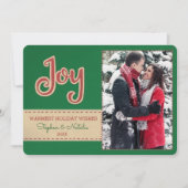 喜び |フェイク刺感じしゅう1フォトホリデー シーズンカード (正面)