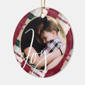 喜び |マロモダンーン&グリーンウォーターのカラープレイド写真 セラミックオーナメント (左)