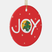 喜び-メリークリスマスの円形の赤いオーナメント セラミックオーナメント (右)