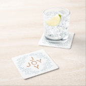 喜び モダン|白エレガントのクリスマス スクエアペーパーコースター (インサイチュ)