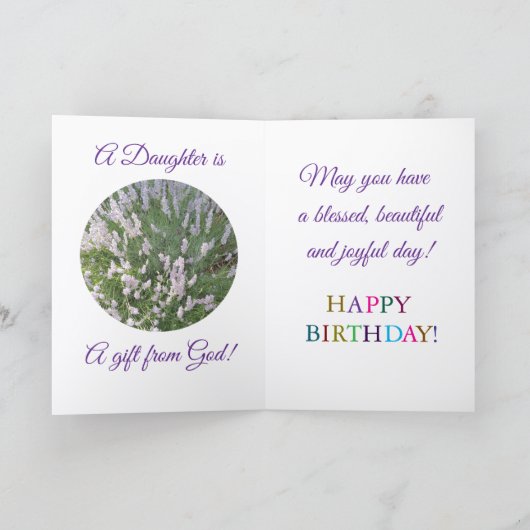 喜び，娘の誕生日，折り畳みカード カード (内部)