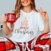 喜び、希望、平和このクリスマスと信仰のメッセージ Tシャツ