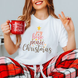 喜び、希望、平和このクリスマスと信仰のメッセージ Tシャツ