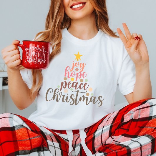喜び、希望、平和このクリスマスと信仰のメッセージ Tシャツ