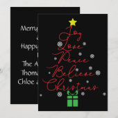 喜び 平和 愛 信じる 星 赤 クリスマスカード (正面/裏面)