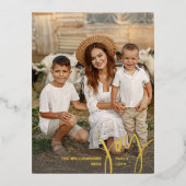 喜び 平和 愛 垂直 クリスマス フォト ゴールド 箔シーズンポストカード (正面)