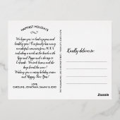 喜び 平和 愛 縦型 クリスマス フォト ゴールド 箔シーズンポストカード (裏面)