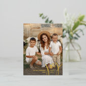 喜び 平和 愛 縦型 クリスマス フォト ゴールド 箔シーズンポストカード (立ち正面)