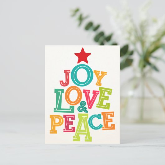 喜び、愛及び平和を望みますこの季節! シーズンポストカード (スタンド正面)