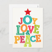 喜び、愛及び平和を望みますこの季節! シーズンポストカード (正面/裏面)