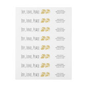 喜び，愛，平和金ゴールドグリッターホリーベリートレンディー ラップアラウンドラベル (シート)